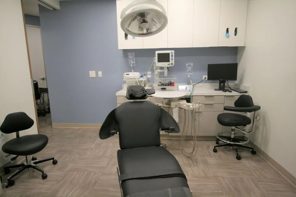 Spacious dental treatment room with a dental chair, Pittsburg Dental Specialists